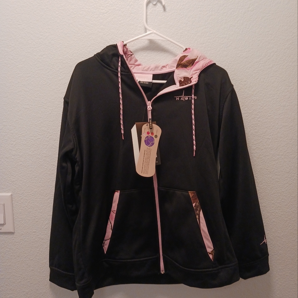 Habit Womans Performance Hoodie Black Pink Hunting Size M